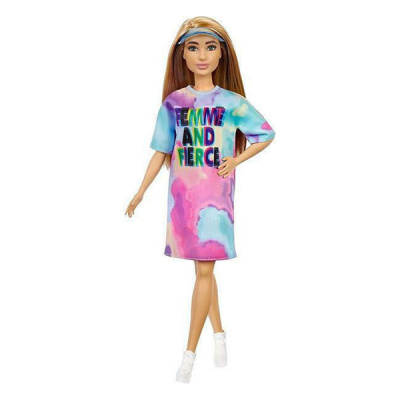 Barbie Fashionistas #159 Petite, with Light Brown Hair Wearing Tie-Dye T-Shirt Dress, White Shoes (εως 36 Δόσεις)