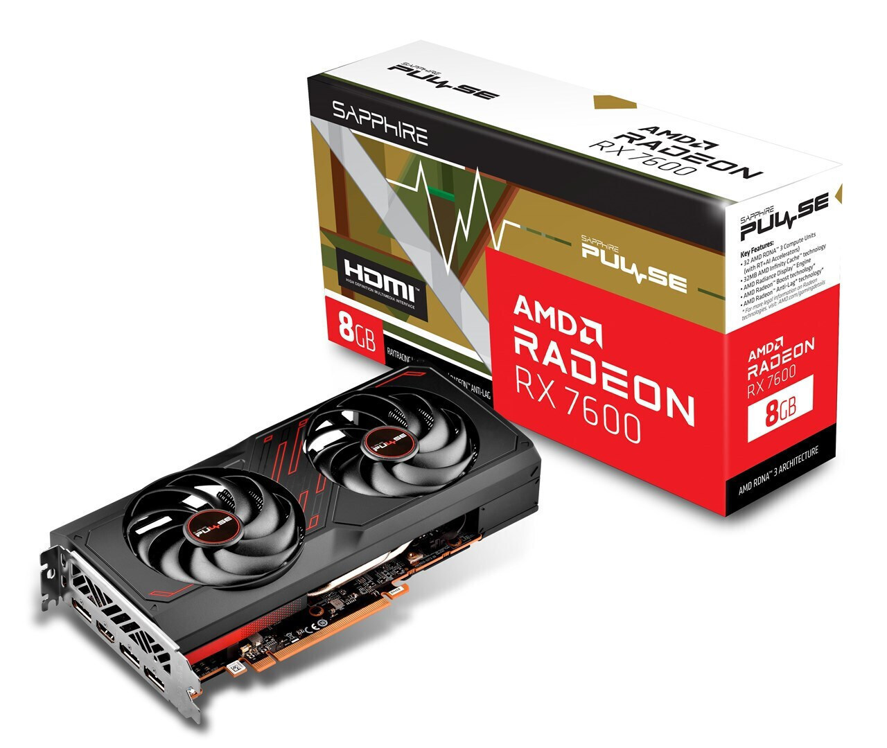 Sapphire Radeon RX 7600 8GB GDDR6 Pulse Κάρτα Γραφικών Κωδικός 11324-01-20G