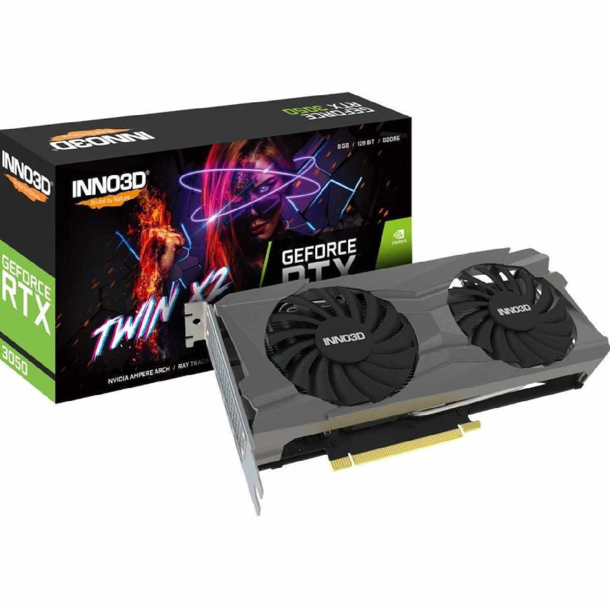 Inno 3D GeForce RTX 3050 8GB GDDR6 Twin X2 OC Κάρτα Γραφικών Κωδικός N30502-08D6X-1711VA41