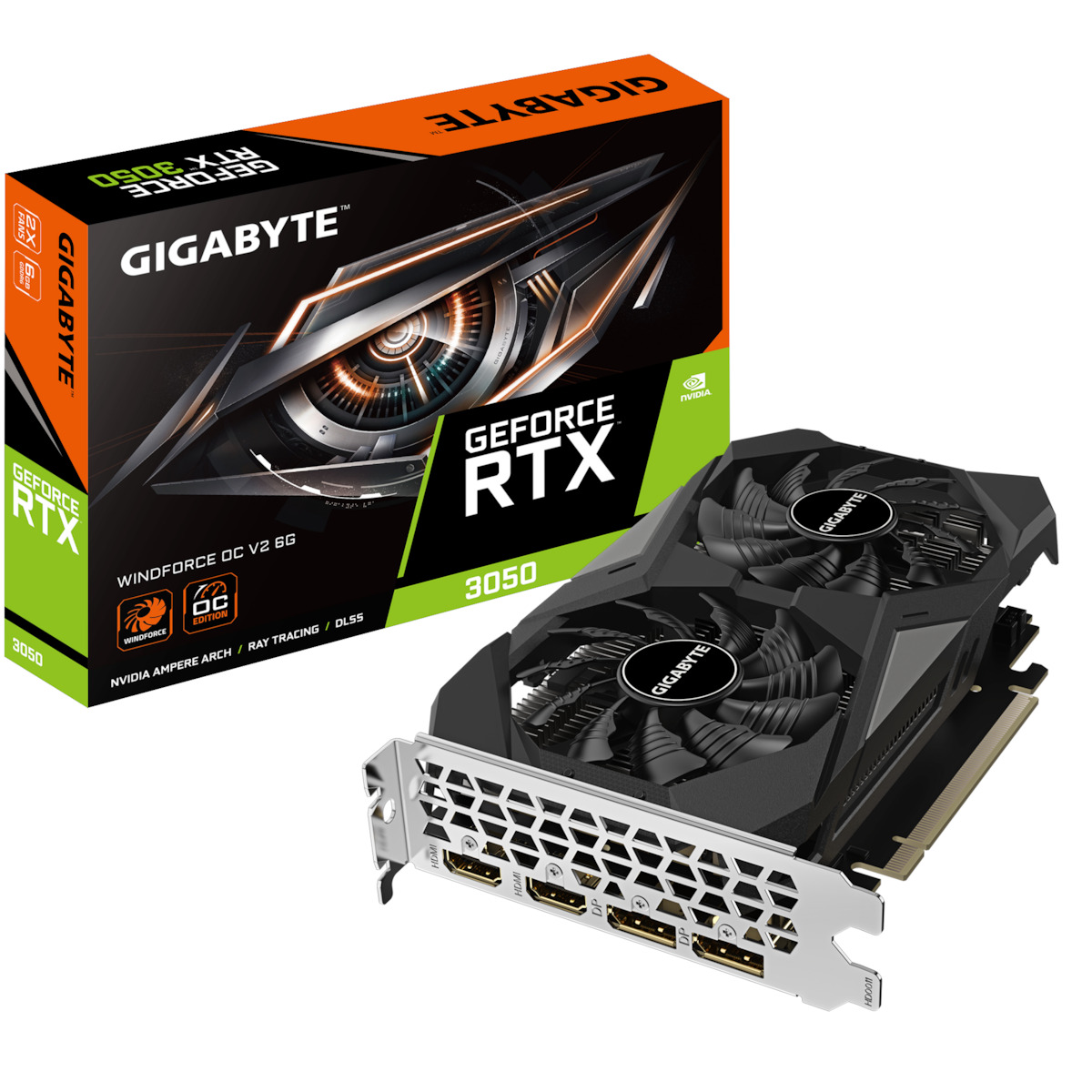 Gigabyte GeForce RTX 3050 6GB GDDR6 Windforce OC v2 Κάρτα Γραφικών Κωδικός GV-N3050WF2OCV2-6GD