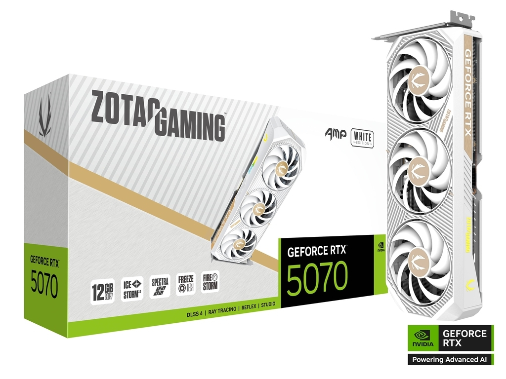 Zotac GeForce RTX 5070 12GB GDDR7 AMP White Edition Κάρτα Γραφικών Κωδικός ZT-B50700FQ-10P