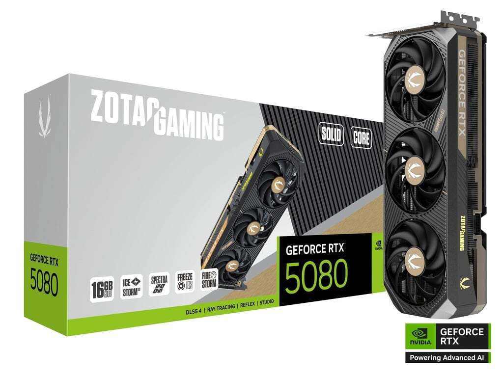 Zotac GeForce RTX 5080 16GB GDDR7 Solid Core Κάρτα Γραφικών Κωδικός ZT-B50800D2-10P
