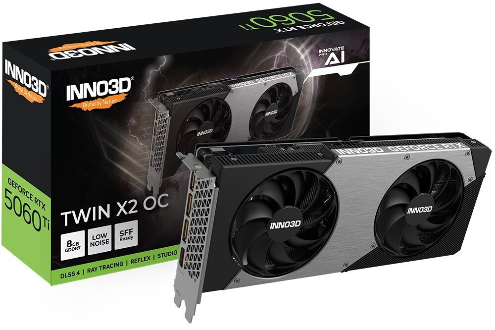 Inno 3D GeForce RTX 5060 Ti 8GB GDDR7 Twin X2 OC Κάρτα Γραφικών Κωδικός N506T2-08D7X-193075N