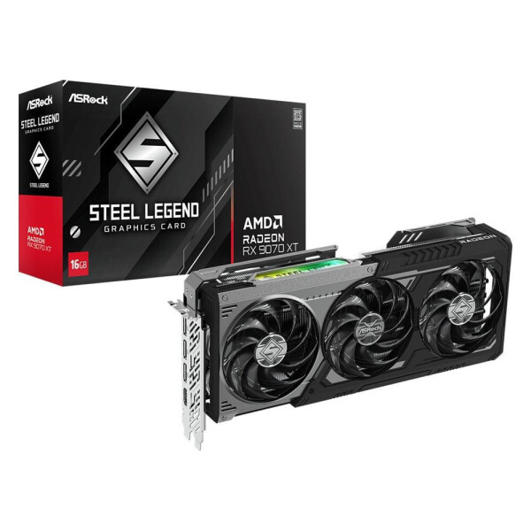 ASRock Radeon RX 9070 XT 16GB GDDR6 Steel Legend Dark Κάρτα Γραφικών Κωδικός 90-GA5VZZ-00UANF