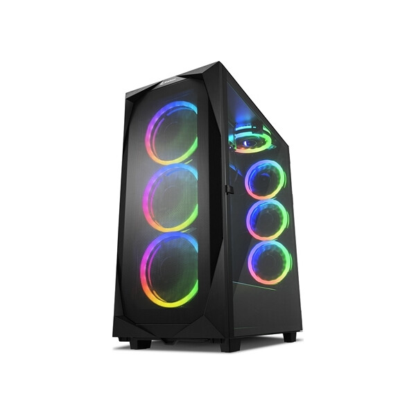Sharkoon REV300 Gaming Midi Tower Κουτί Υπολογιστή με Πλαϊνό Παράθυρο και RGB Φωτισμό Μαύρο