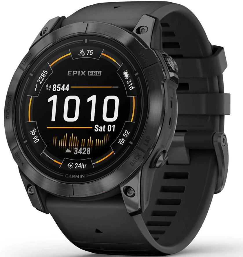 Garmin Epix Pro Stainless Steel 51mm Αδιάβροχο Smartwatch με Παλμογράφο Slate Grey with Black Band