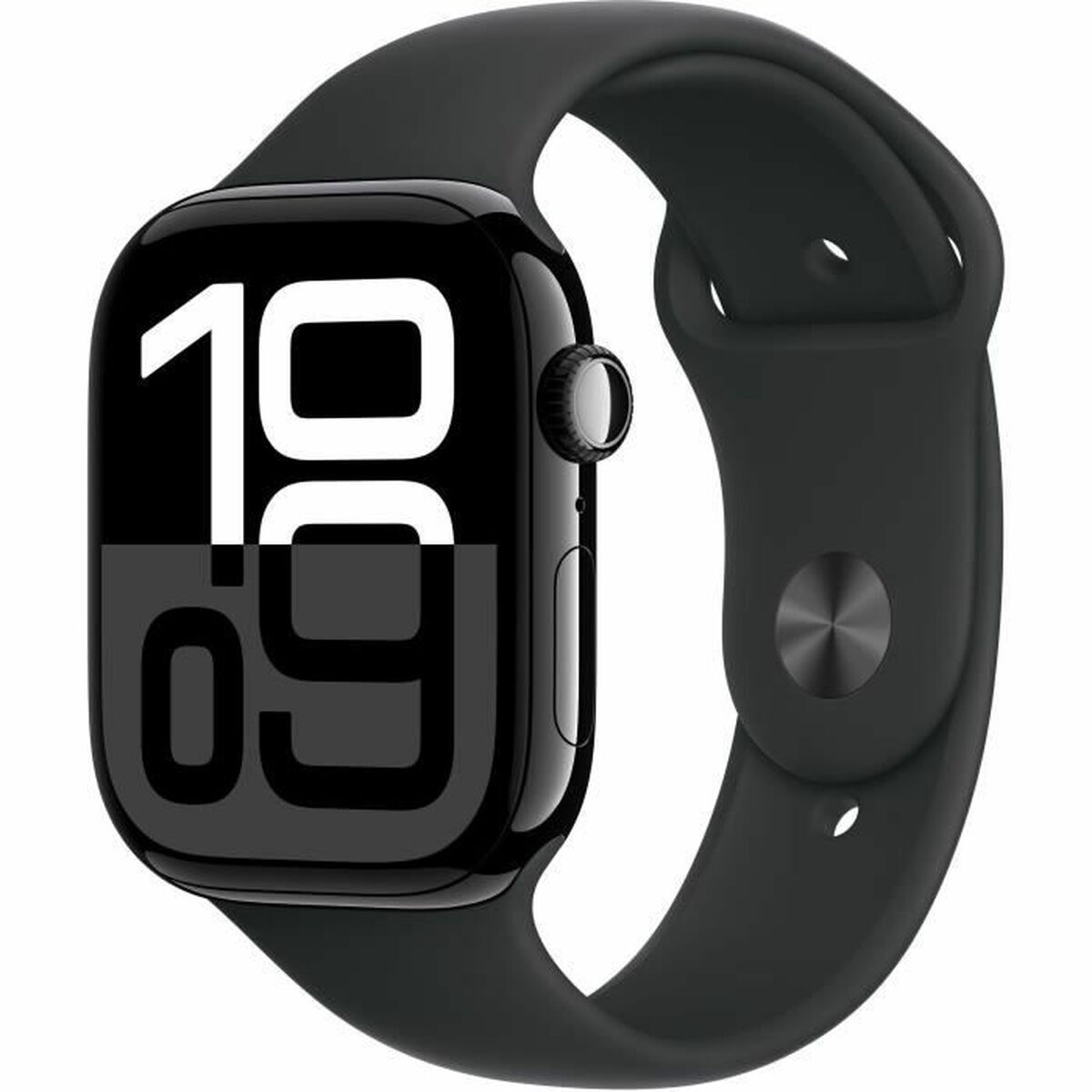 Apple Watch Series 10 Aluminium 46mm Αδιάβροχο με Παλμογράφο Jet Black με Black Sport Band M/L