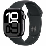 Apple Watch Series 10 Aluminium 42mm Αδιάβροχο με Παλμογράφο Jet Black με Black Sport Band S/M