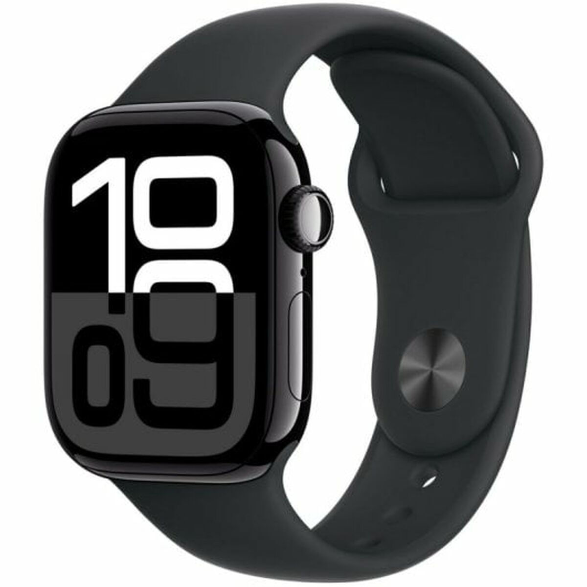 Apple Watch Series 10 Aluminium 42mm Αδιάβροχο με Παλμογράφο Jet Black με Black Sport Band S/M