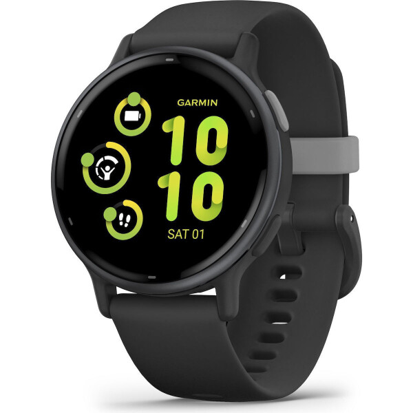 Garmin Vivoactive 5 Aluminium 42mm Αδιάβροχο Smartwatch με Παλμογράφο Slate Bezel With Black Silicone Band