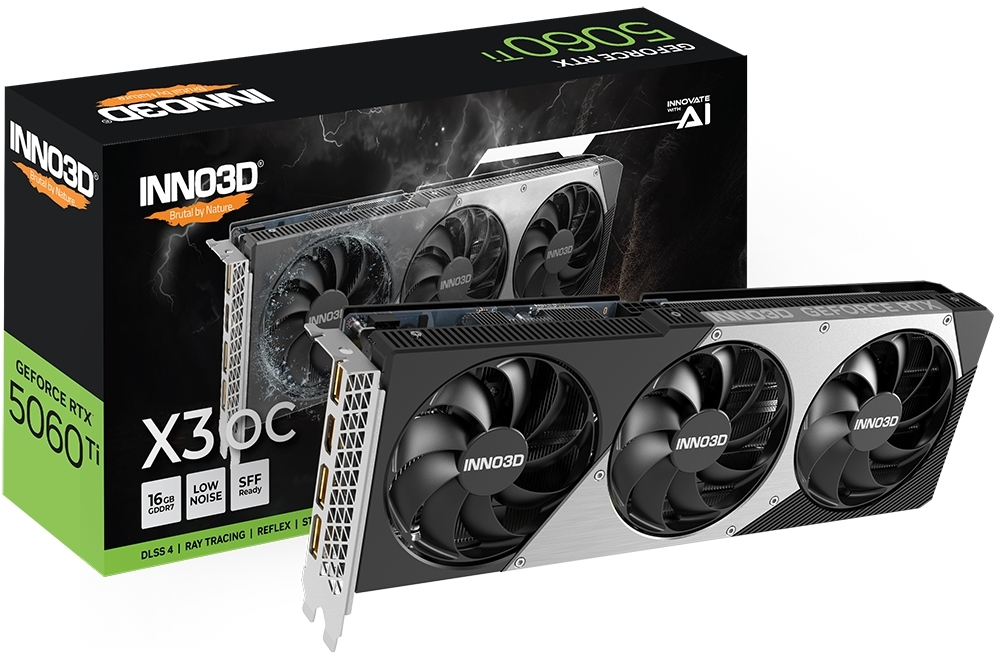 Inno 3D GeForce RTX 5060 Ti 16GB GDDR7 X3 OC Κάρτα Γραφικών Κωδικός N506T3-16D7X-191073L
