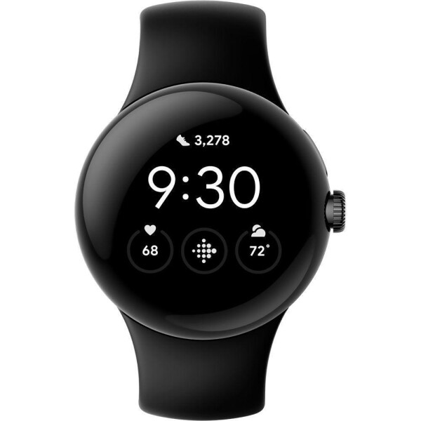Google Pixel Watch Stainless Steel 41mm με Παλμογράφο Matte Black case/Obsidian Active band