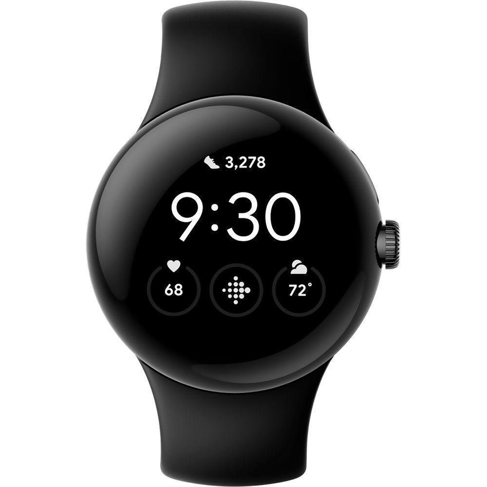 Google Pixel Watch Stainless Steel 41mm με Παλμογράφο Matte Black case/Obsidian Active band