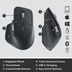 Logitech MX Master 3S For Business Ασύρματο Εργονομικό Bluetooth Ποντίκι Space Gray