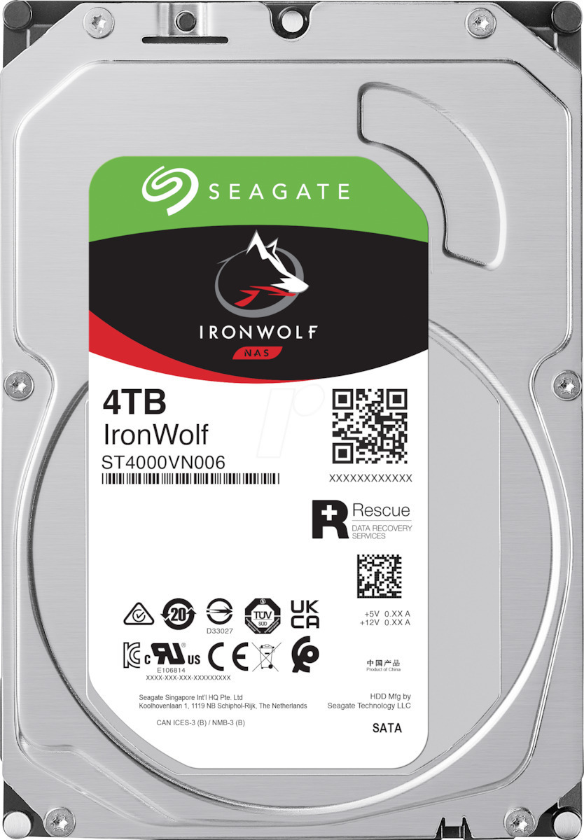Seagate Ironwolf 4TB HDD Σκληρός Δίσκος 3.5 SATA III 5400rpm με 256MB Cache για NAS Κωδικός ST4000VN006