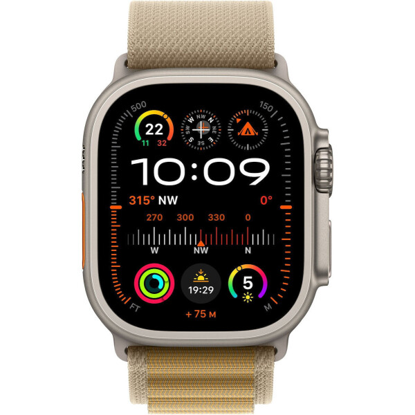Apple Watch Ultra 2 2024 Titanium 49mm Αδιάβροχο με eSIM και Παλμογράφο Natural με Tan Alpine Loop - Small