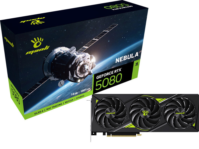 Manli GeForce RTX 5080 16GB GDDR7 Nebula Κάρτα Γραφικών N76550800M36310