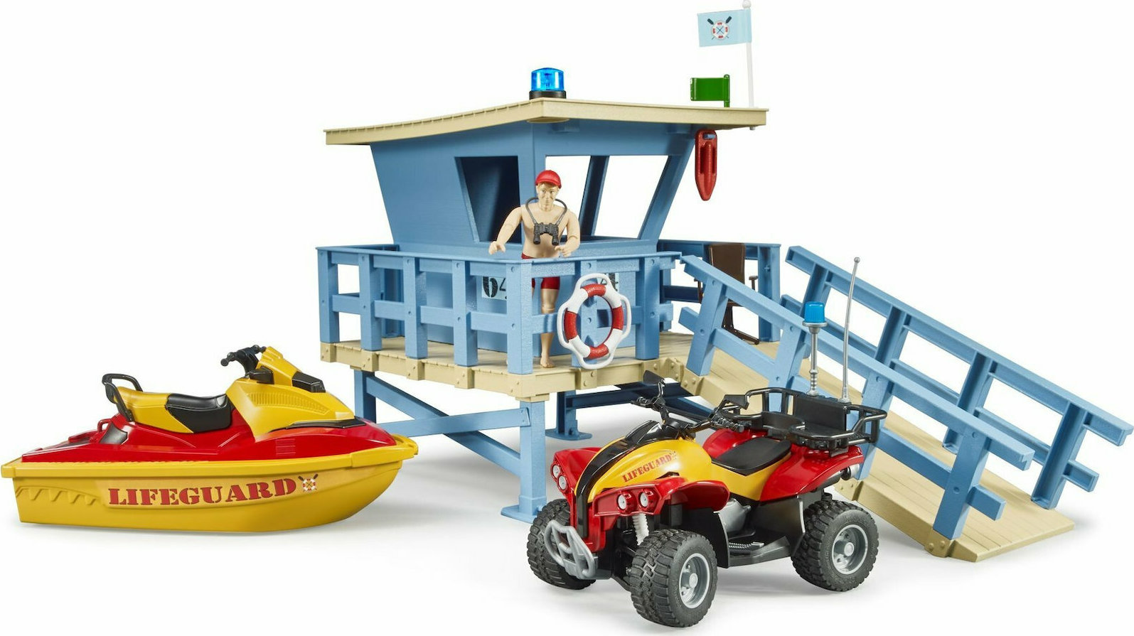 Bruder Παιχνίδι Μινιατούρα Life Guard Station with Quad and Personal Water Craft
