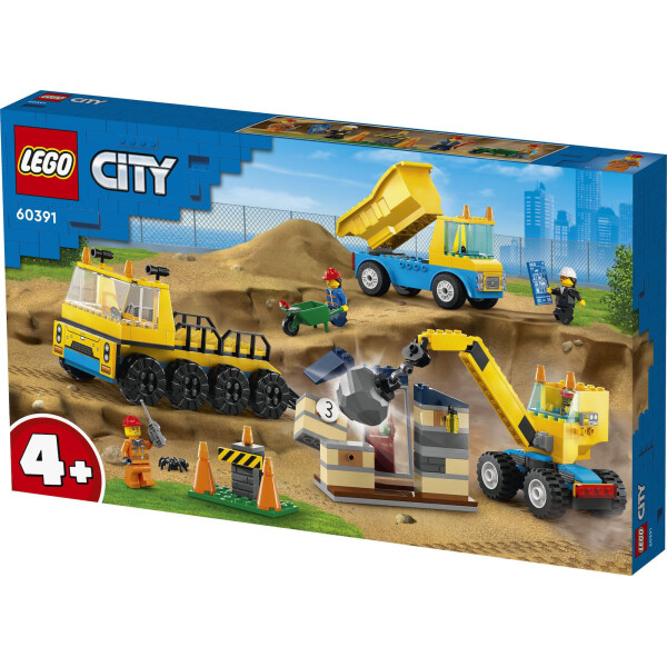 Lego City Construction Trucks and Wrecking Ball Crane για 4 Ετών Κωδικός 60391