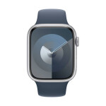 Apple Watch Series 9 Cellular Stainless Steel 45mm Αδιάβροχο με eSIM και Παλμογράφο Silver με Storm Blue Sport Band S/M