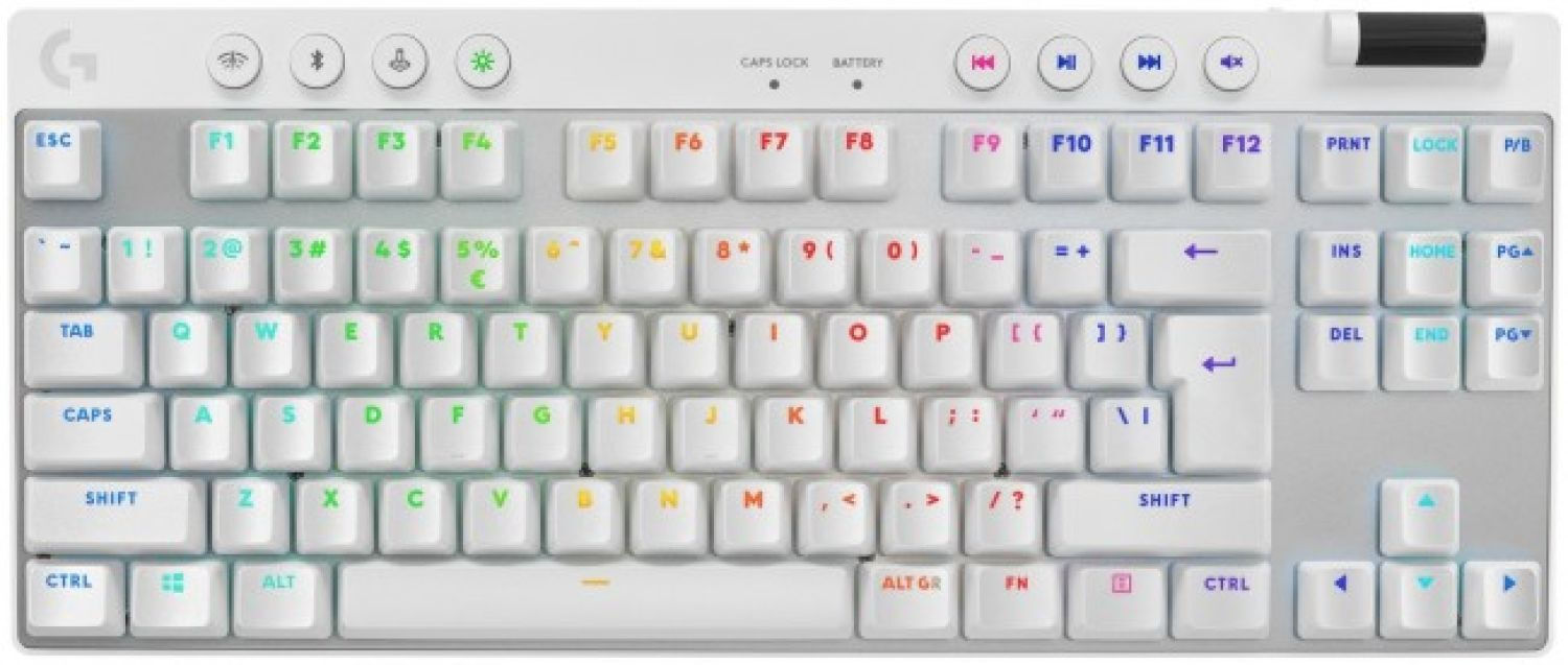 Logitech Pro X TKL Ασύρματο Gaming Μηχανικό Πληκτρολόγιο Tenkeyless με RGB φωτισμό Αγγλικό US Lightspeed White