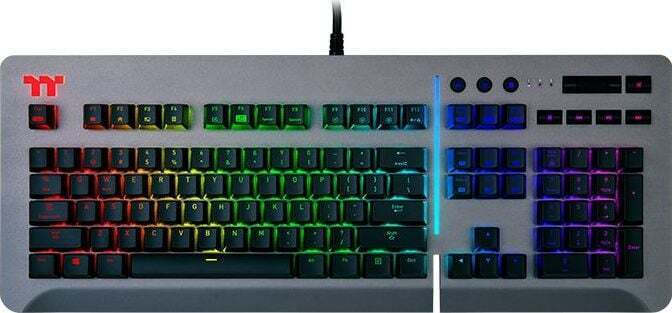 Thermaltake Level 20 Gaming Μηχανικό Πληκτρολόγιο με Cherry MX Blue διακόπτες και RGB φωτισμό Αγγλικό US Titanium
