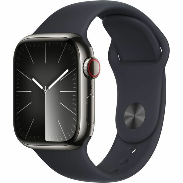 Apple Watch Series 9 Cellular Stainless Steel 41mm Αδιάβροχο με eSIM και Παλμογράφο Graphite Stainless Steel με Midnight Sport Band M/L