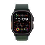 Apple Watch Ultra 2 2024 Titanium 49mm Αδιάβροχο με eSIM και Παλμογράφο Black με Dark Green Alpine Loop - Large
