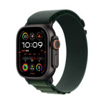 Apple Watch Ultra 2 2024 Titanium 49mm Αδιάβροχο με eSIM και Παλμογράφο Black με Dark Green Alpine Loop - Large