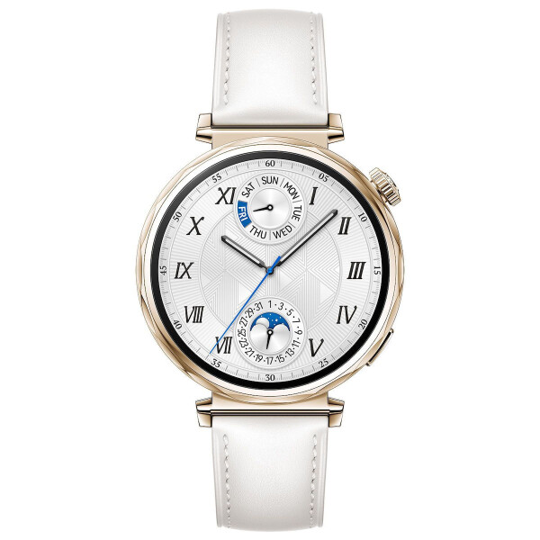 Huawei Watch GT 5 41mm Αδιάβροχο με Παλμογράφο White Leather Strap