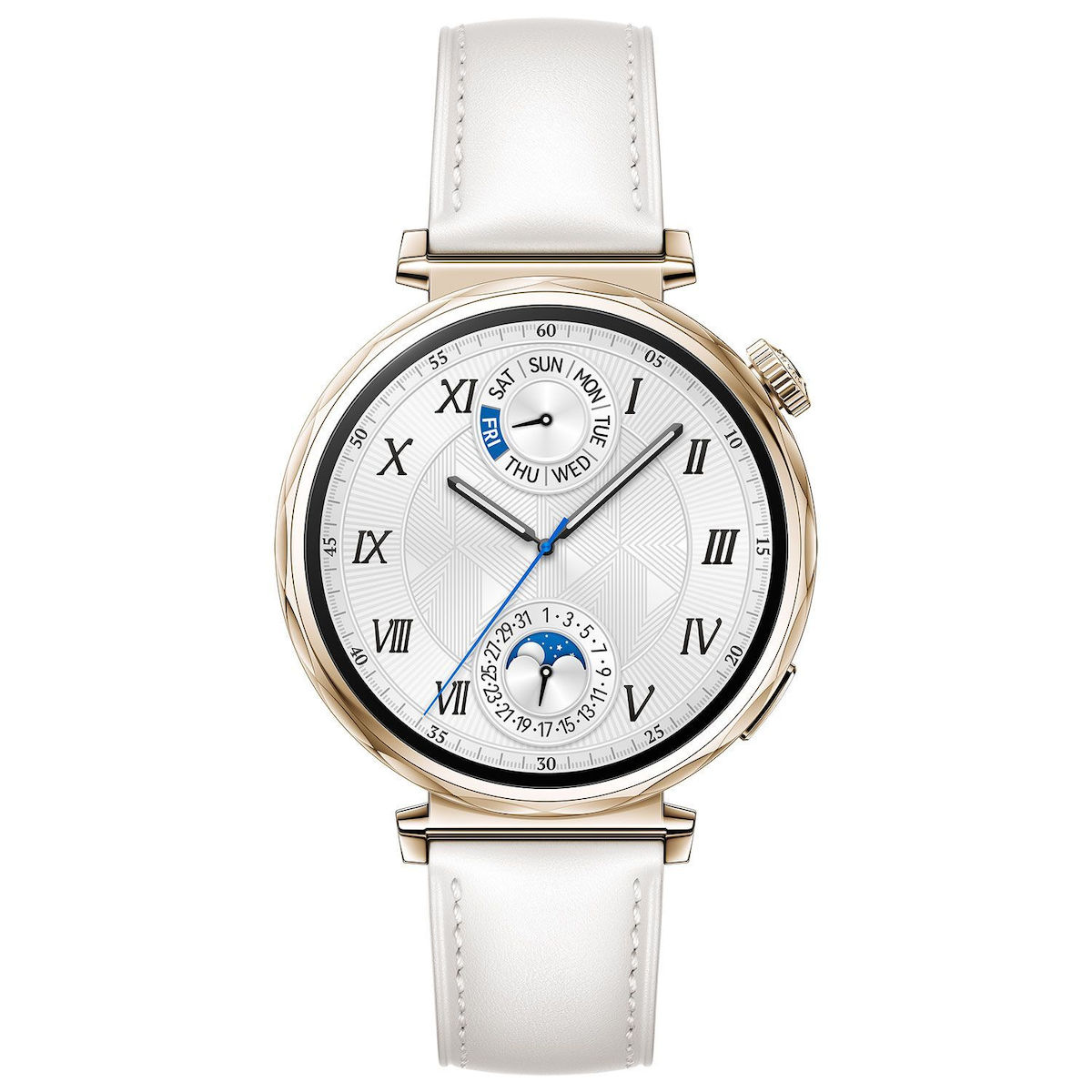 Huawei Watch GT 5 41mm Αδιάβροχο με Παλμογράφο White Leather Strap