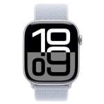 Apple Watch Series 10 Aluminium 42mm Αδιάβροχο με Παλμογράφο Silver με Blue Cloud Sport Loop