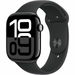 Apple Watch Series 10 Aluminium 46mm Αδιάβροχο με Παλμογράφο Jet Black με Black Sport Band M/L