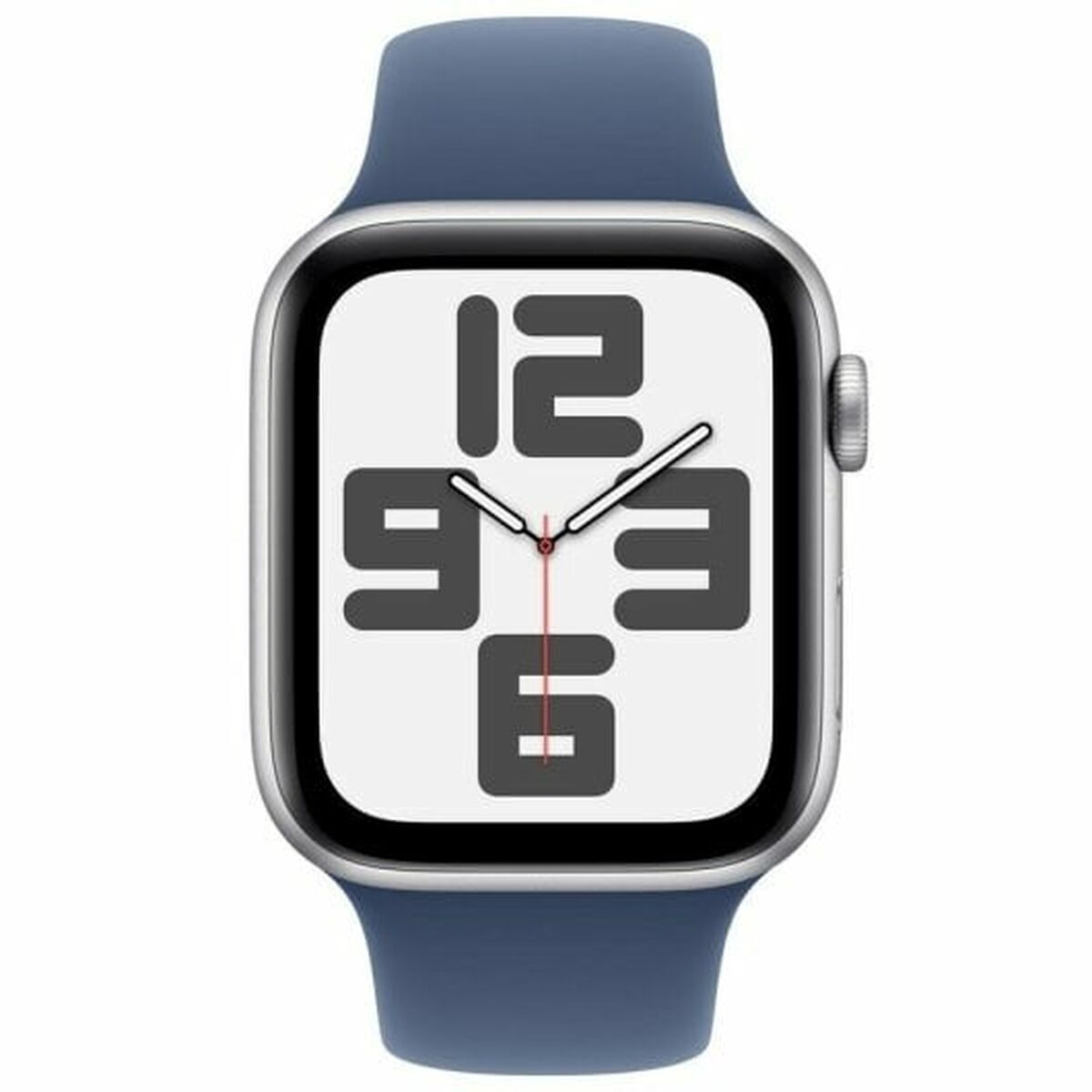 Apple Watch SE 2024 Aluminium 44mm Αδιάβροχο με Παλμογράφο Silver με Denim Sport Band M/L