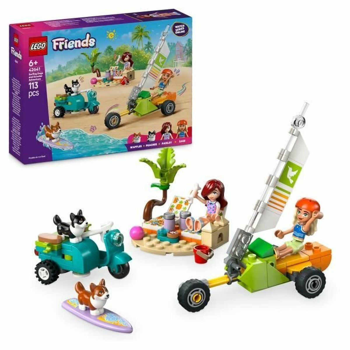 Lego Friends Surfing Dogs and Scooter Adventure για 6 Ετών 113τμχ Κωδικός 42641