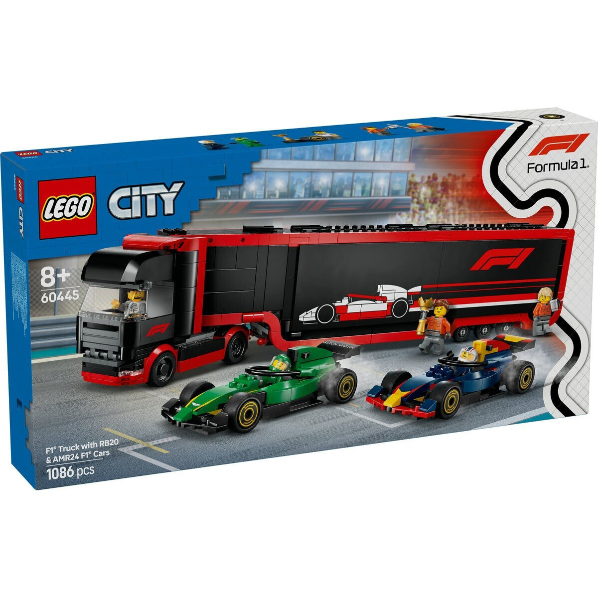 Lego City F1 Truck with RB20 AMR24 F1 Cars για 8 Ετών 1086τμχ Κωδικός 60445