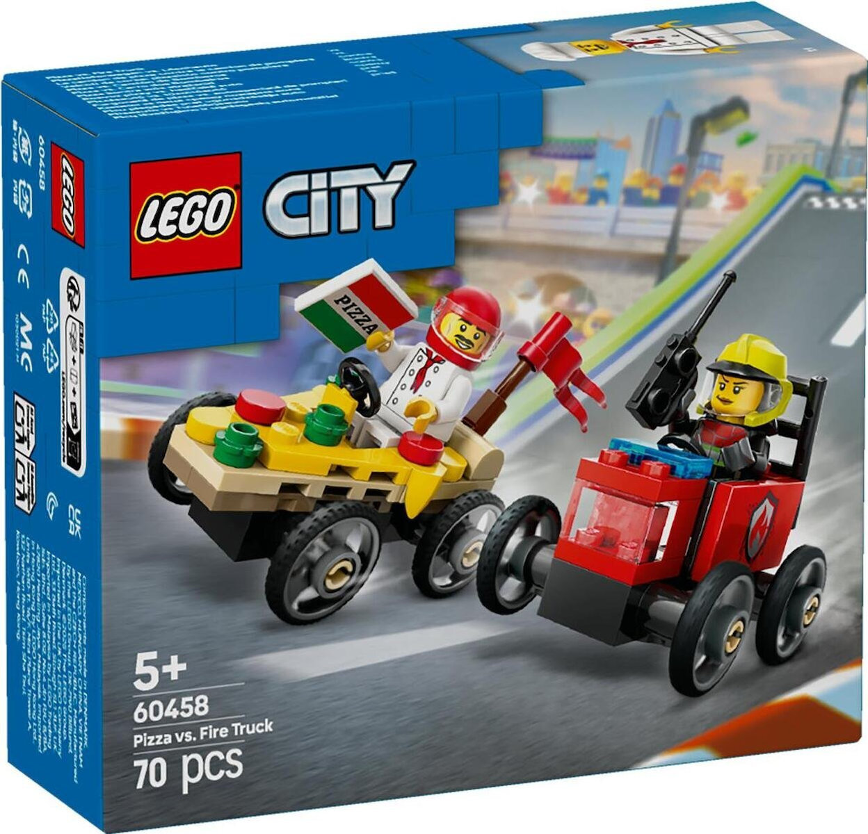 Lego City Pizza vs. Fire Truck για 5 Ετών 70τμχ Κωδικός 60458