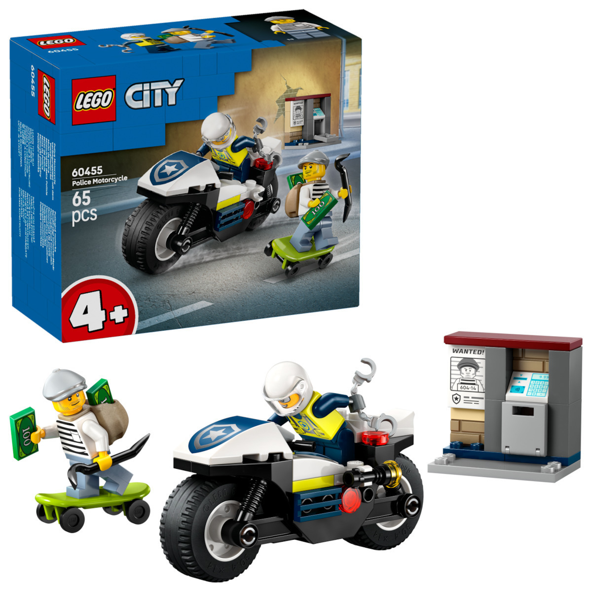 Lego City Police Motorcycle Chase για 4 Ετών 65τμχ Κωδικός 60455
