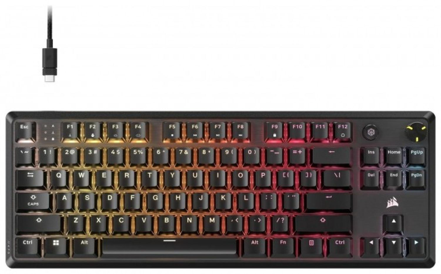 Corsair K70 Core TKL Gaming Μηχανικό Πληκτρολόγιο Tenkeyless με Corsair MLX Red διακόπτες και RGB φωτισμό Αγγλικό US