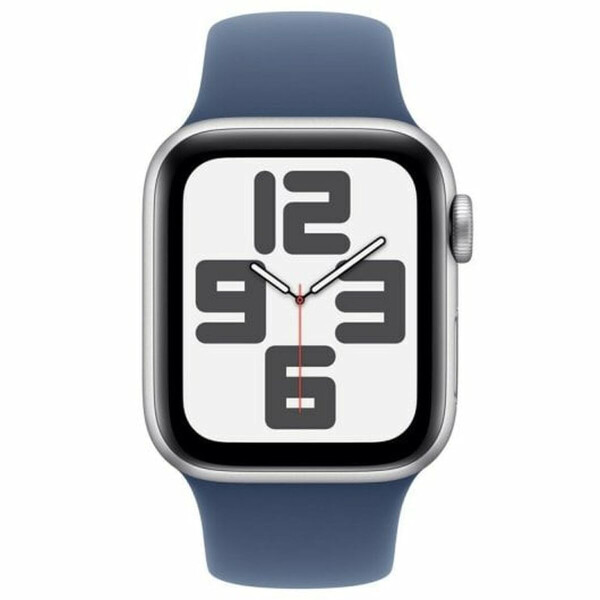 Apple Watch SE 2024 Aluminium 40mm Αδιάβροχο με Παλμογράφο Silver με Denim Sport Band S/M