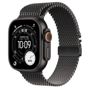 Apple Watch Ultra 3 Titanium 49mm Αδιάβροχο με eSIM και Παλμογράφο Black Titanium Case with Black Titanium Milanese Loop - Large