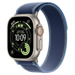 Apple Watch Ultra 3 Titanium 49mm Αδιάβροχο με eSIM και Παλμογράφο Natural Titanium Case with Blue/Bright Blue Trail Loop - S/M