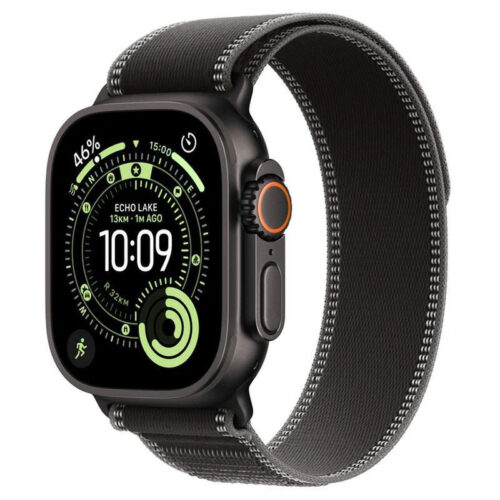 Apple Watch Ultra 3 Titanium 49mm Αδιάβροχο με eSIM και Παλμογράφο Black Titanium Case with Black/Charcoal Trail Loop - S/M