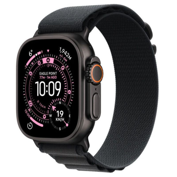 Apple Watch Ultra 3 Titanium 49mm Αδιάβροχο με eSIM και Παλμογράφο Black Titanium Case with Black Alpine Loop - Large