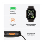 Apple Watch Ultra 3 Titanium 49mm Αδιάβροχο με eSIM και Παλμογράφο Black Titanium Case with Black Titanium Milanese Loop - Medium