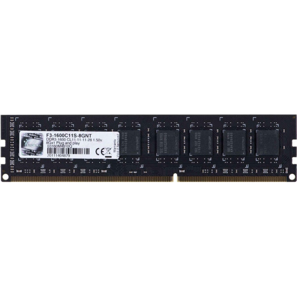 G.Skill Value DDR3 με Module 1x8GB και Ταχύτητα 1600 για Desktop Κωδικός F3-1600C11S-8GNT
