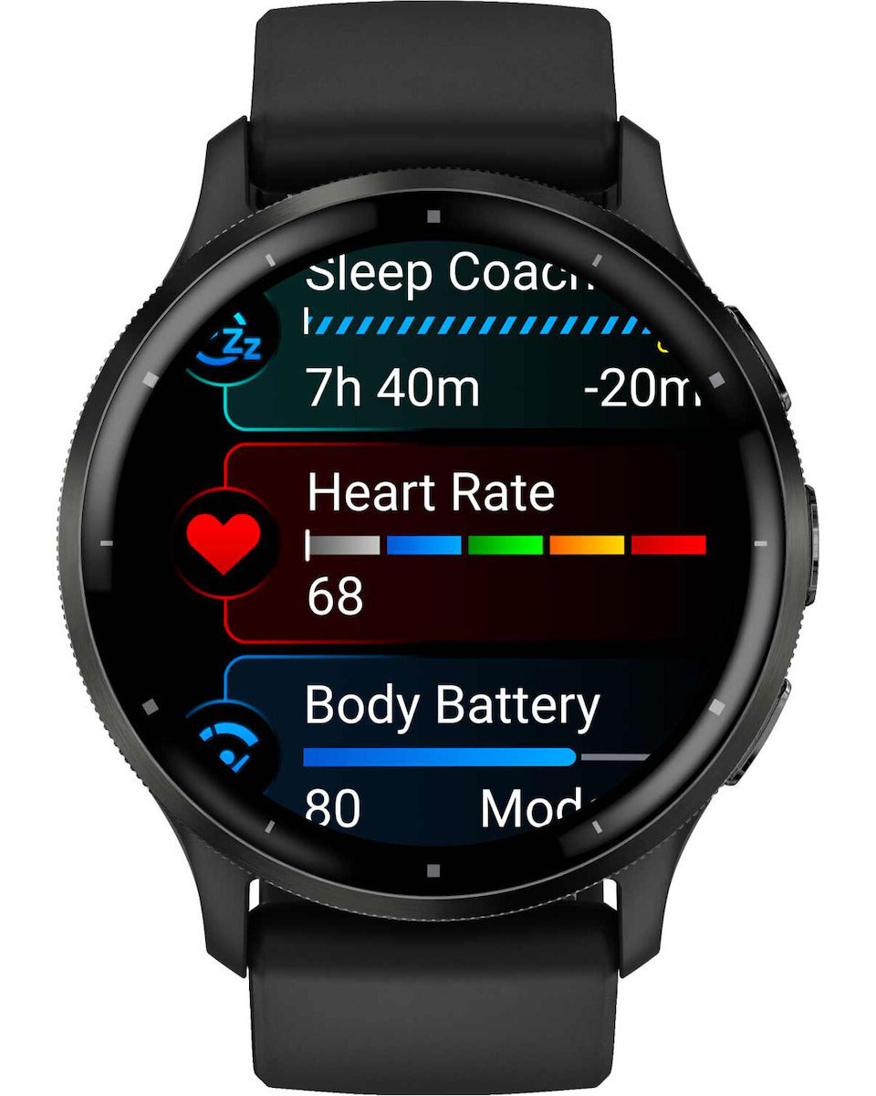 Garmin Venu 3 Stainless Steel 45mm Αδιάβροχο Smartwatch με Παλμογράφο Slate Bezel With Black Silicone Band