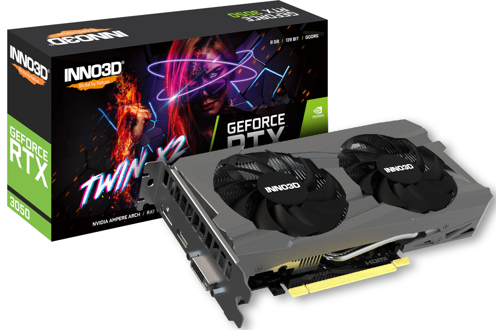 Inno 3D GeForce RTX 3050 8GB GDDR6 Twin X2 Κάρτα Γραφικών Κωδικός N30502-08D6-1711VA41