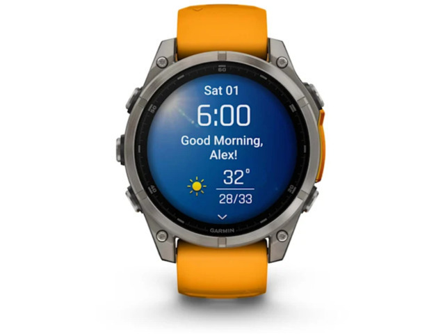 Garmin Fenix 8 Titanium 47mm Αδιάβροχο Smartwatch με Παλμογράφο Sapphire Titanium With Spark Orange/Graphite Silicone Band