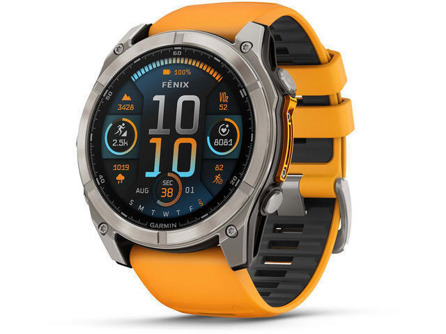 Garmin Fenix 8 Titanium 51mm Αδιάβροχο Smartwatch με Παλμογράφο Sapphire Titanium With Spark Orange/Graphite Silicone Band